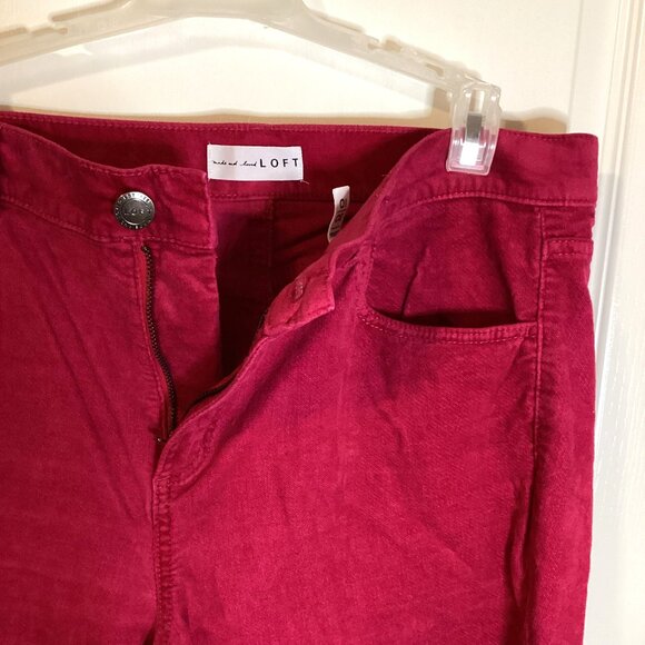 Made and Loved LOFT Fuchsia Pink Velvet Women's Pants Narrow Leg - Picture 4 of 11